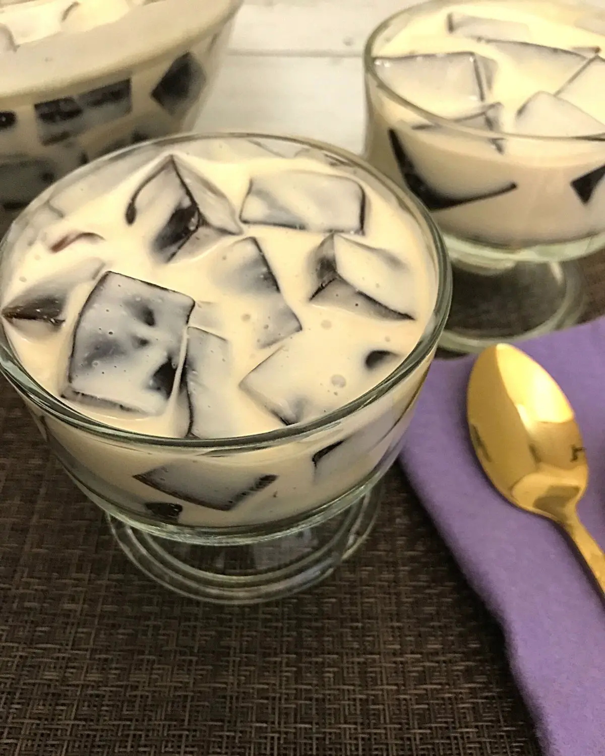 coffee jelly served in a glass